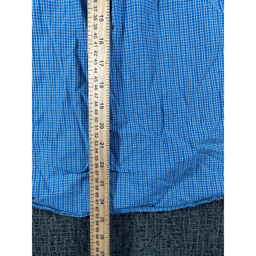 Ralph Lauren Kids Blue Gingham Cotton Short Sleeve Button Down Shirt Size Large